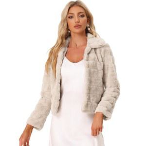 알레그라 K 여성용 인조 모피 플러피 코트 칼라 2024 따뜻한 겨울 크롭 재킷