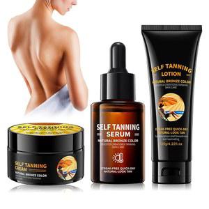 태닝 베드 로션 액셀러레이터 브론징 및 선탠 이 포함된 3PCS 셀프 태너 세트 브론저가 보습 실내 크림 여성 남성