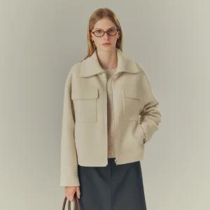 (택가 239,000)마인드브릿지 핸드메이드니트카라집업숏코트 MYCA7202