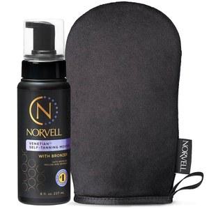 노벨 선리스 셀프 태닝 번들 베네 무스와 브론저 8 Fl Oz + 스트릭 프리 어플리케이터 미트 프리미엄 내추럴 룩 폼 및 워셔블
