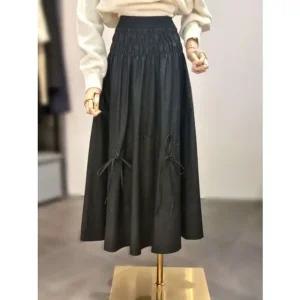 [갤러리아] ab.f.z 스모그밴딩 리본 포인트 A라인 레더 가죽 롱스커트 ACZ4HS37K