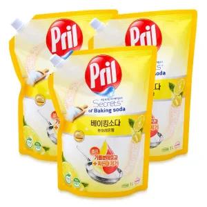 프릴 베이킹소다 주방세제 퓨어레몬향 리필 1L 3개