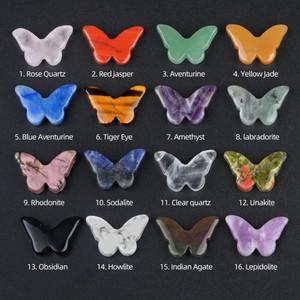 힐링소품,천연 원석미니 사이즈 천연 차크라 석영 정 호랑이 눈 돌 조각 크리스탈 레이키 치유 나비 입상 2