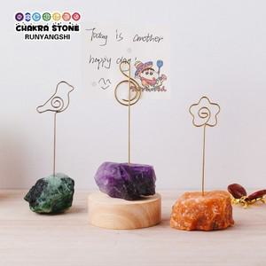 힐링소품,천연 원석1개 천연 크리스탈 정 아벤츄린 원석 홈 데스크 장식 메모 클립 보석