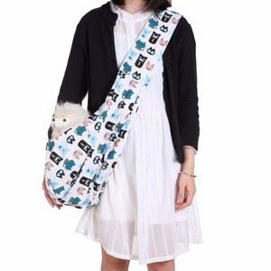 대형견과 고양이를 위한 이중 레이어 조절식 반려동물 캐리어 슬링백, 리버서블 디자인, 네이비, 핑크(화이트)