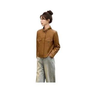 여성자켓 키 숏 가죽 코트 봄가을 퍼 레더 재킷 상의 라이더 슈트 OP3