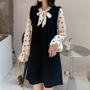 봄 하트 러블리 어깨 원피스 프릴 미니원피스 레이어