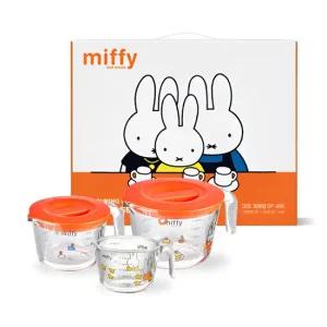 5종선물구성 (+뚜껑) 미피 내열유리 계량컵 요거트 시리얼볼
