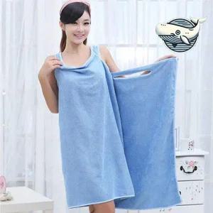 [골드스마일]블루 극세사 원피스 목욕가운 부드러운 샤워랩