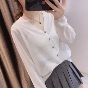 얇은 브이넥 파스텔 여성 5컬러 가디건 시스루 카디건