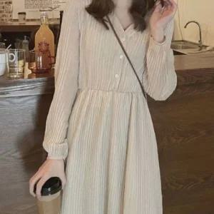 롱 편안한 원피스 가을코디 착용감 허리밴딩 하늘거리