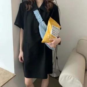 반팔 여유로운 카라 미니원피스 핏 데일리 편안한 나