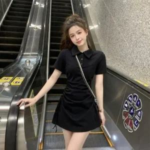 얇은 찰랑원피스 카라 냉장고 셔링 찰랑 스트링 골지