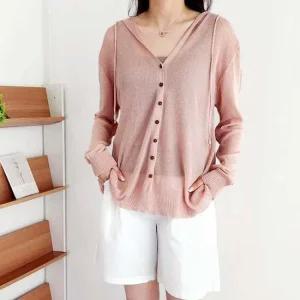 후드 시스루가디건 시스루 사무실가디건 오버핏 가디