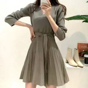 하객룩 플리츠원피스 원피스 걸리쉬 봄 브이넥원피스