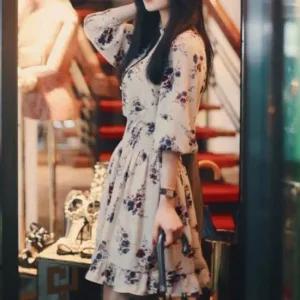 긴팔 미니원피스 플라워 데일리룩 미니 패턴 러블리