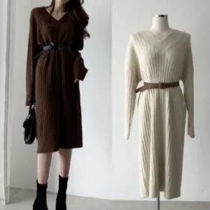 골지 원피스 니트 리스트원피스 벨트 린넨원피스 세트