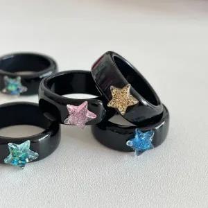 별 스타 포인트 Y2K 아크릴 투명 포인트 오목 미니 고급 여름 청량 컬러 물결 소품샵 반지 링 데일