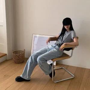 [하프클럽/]여성 슬림핏 반팔 티셔츠 사선포인트 트임디자인