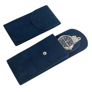 ccHuDE 휴대용 벨벳 시계 스냅 파우치 여행용 케이스 싱글 홀더 남성용 손목시계 팔찌 보관 가방 블루