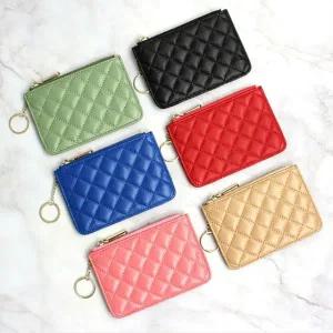 [콩심팥심]깔끔한 양가죽 동전 지갑 여자 퀼팅 카드 다양한 색상