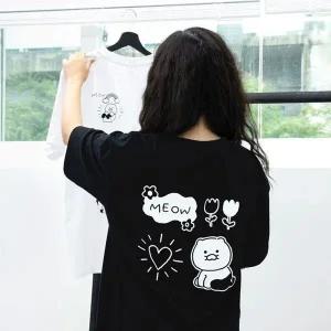 1P 반팔티 카카오 블랙 프렌즈 두들 티셔츠