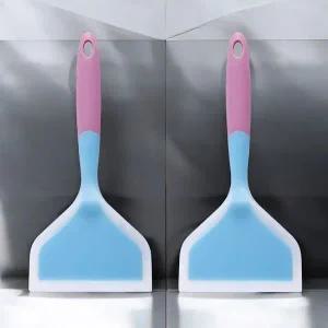 실리콘 뒤집개 투톤 주방 조리 도구 블루 와이드