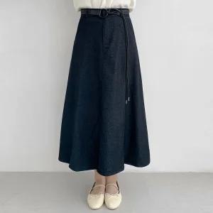 [유야]여성 벨트 세트 뒷밴딩 펜던트 롱스커트 -FSK0200- 가을 겨울