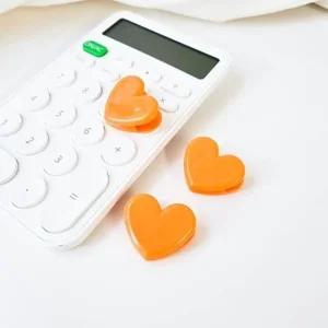 고품질 미니 하트 컬러 플라스틱 문구 집게 오렌지 다용도집게 정리 (WE0CC3A)