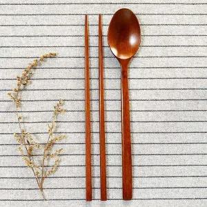 [셀러에이드]옻칠 수저 세트 감성캠핑 원목 나무 식당