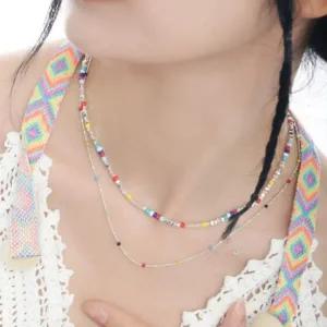 [콩심팥심]사계절 레이어드 컬러 비즈목걸이 초커 목걸이