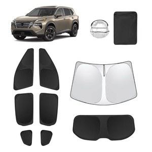 닛산 로그 2021-2024 2025(로그 스포츠 아님) 액세서리, 윈드실드 사이드 리어 풀 선쉐이드, 선바이저 자외선 차단, 프라이버시 보호 및 캠핑 야외용 블랙아웃용 8pcs 차량 창문 그늘막