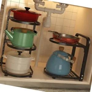 주방 프라이팬 정리대 3단 선반 후라이팬 보관 수납랙 접시 정리함 (WFK8SEB)