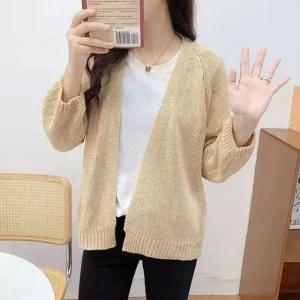 간절기 가을 심플 노단추 니트 무지 가오리핏 카디건 (WFK8SH0)