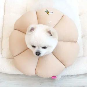 강아지 쿠션 넥카라 베이지 1P 깔대기 면카라 수술 쿠션형목보호대