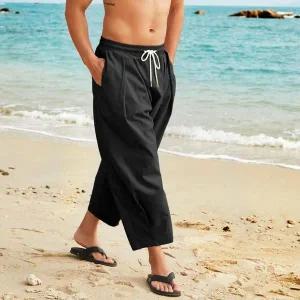 남성 시원한 팬츠 여름 블루머 린넨 밴딩 배기 마바지 캐쥬얼츄리닝