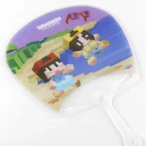 귀여운 게임 캐릭터 손잡이 PP 중형 부채 5개 대형손부채 원형부채