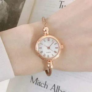 와이어뱅글여성손목시계(로즈골드로마숫자)
