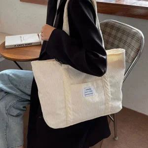 [콩심팥심]여자 빅사이즈 코듀로이 쇼퍼백 숄더백 데일리