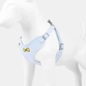 리본 코듀로이 하네스 가슴줄 앞섬방지 강아지 H형 목줄