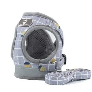 체크 조끼 하네스 강아지 가슴줄 앞섬방지 H형 목줄 강아지가슴줄