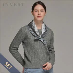 [인베스트] 베이직 꽈배기 울 니트+케이프 세트_IN5W1KT2121