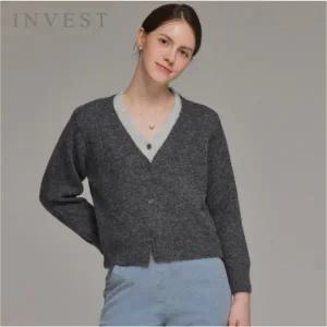 [인베스트] 더블 V넥 배색 울 가디건_IN5W1KC4621