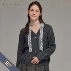 [인베스트] 보카시 루즈 핏 울 가디건+타이 세트_IN5W1KC4651