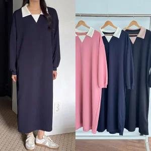 [보리보리/마미누리]여성 카라 삼각 롱원피스 임산부 오피스룩 임부복
