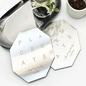 [셀러에이드]찻잔받침대 금속 실버 코스터 다각형 찻잔받침 컵받침홀더