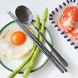 [셀러에이드]깔끔한 무광 티타늄 수저 젓가락 세트 1P 숟가락 식기