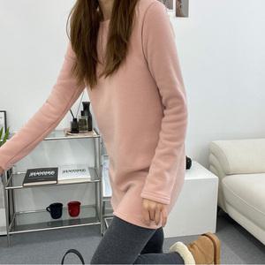 융기모 롱 티셔츠 밍크티 슬림핏 라운드넥 아이보리 모카 챠콜 블랙 인디핑크 신축성 겨울 데일리룩