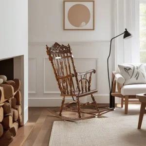 마호가니 엔틱 원목 흔들의자 스윙 수유 뜨개질의자