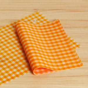 유산지 체크오렌지 20장/샌드위치/포장/식품/포장지/튀김종이/종이호일